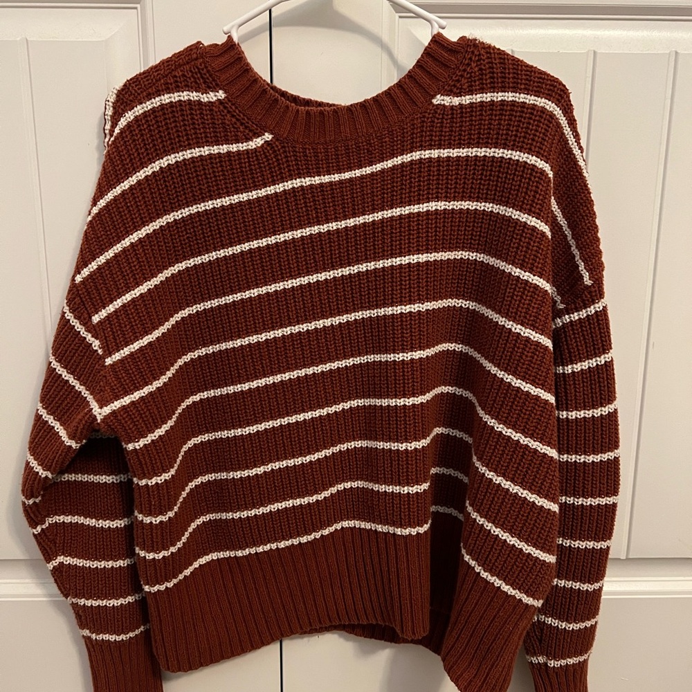 a.n.a Rust and White Striped Sweater